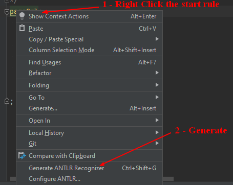 Antlr Generate Intellij