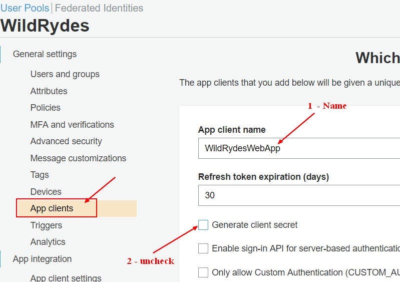 Aws Cognito Pool Add App Client