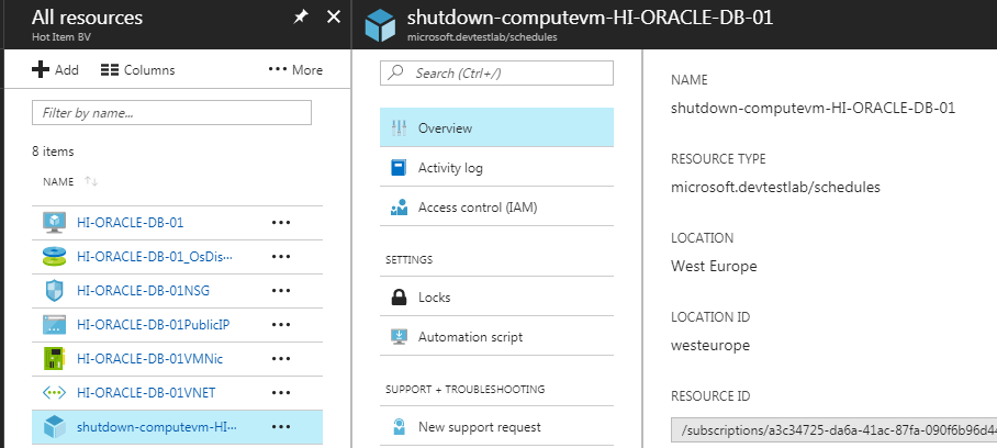 Azure Auto Shutdown Resource