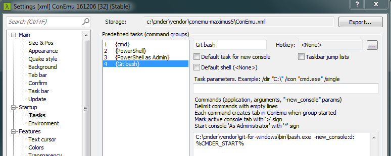 Cmder Bash Startup Task