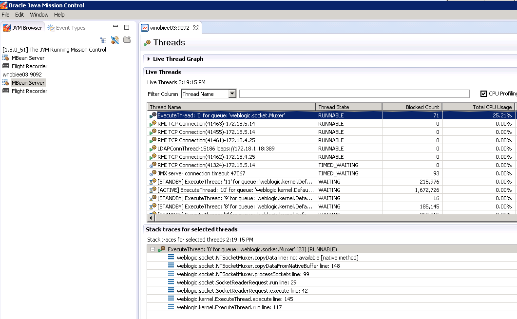 Thread Java Mission Control