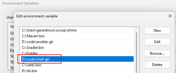 Windows Envrionment Variable Path Shell Script