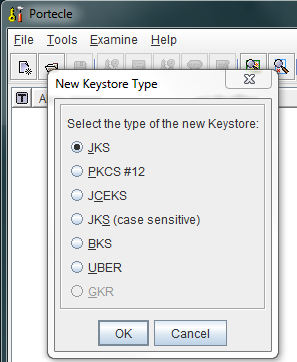 Portecle New Keystore