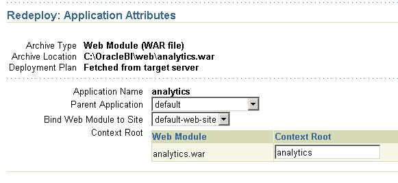 Obiee Redeploy Application Attributes