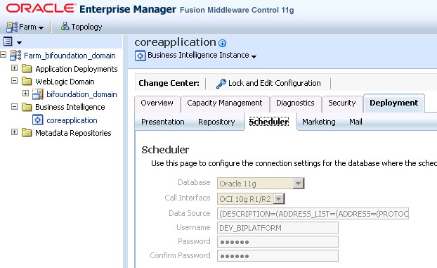 Obiee11g Deployment Scheduler Database