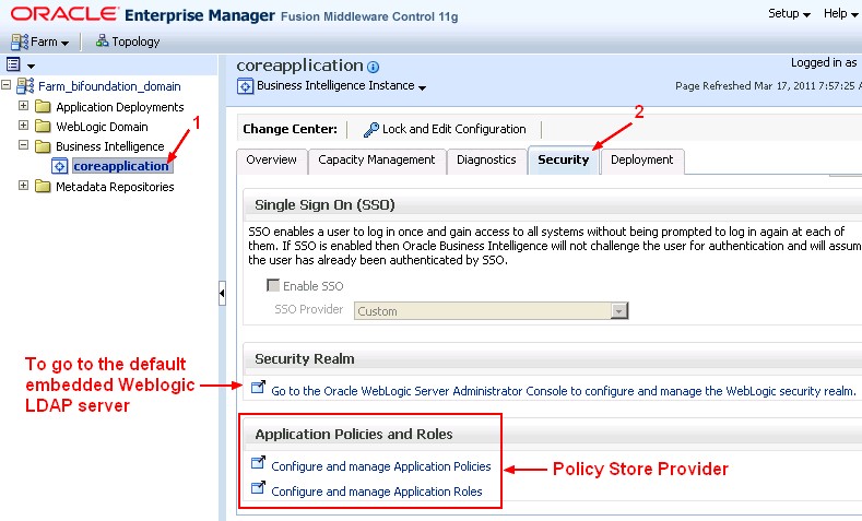 Obiee11g Policy Store Provider
