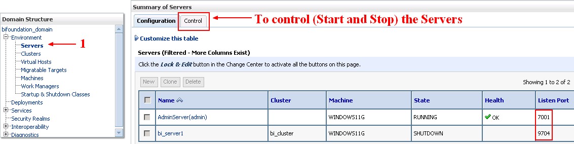 Obiee 11g Servers Status