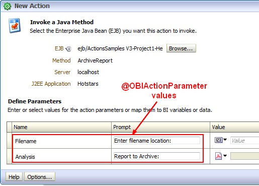 Obiee Obiactionparameter