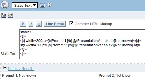 Obiee Static Text Presentation Variable