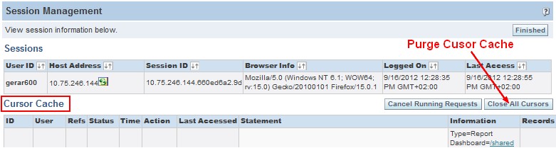 Presentation Service Session Management Cursor Cache
