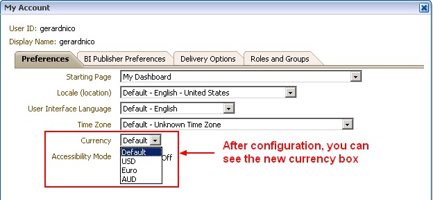 Obiee11g Saw Preference Currency