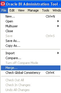 Obiee Repository Merge Menu