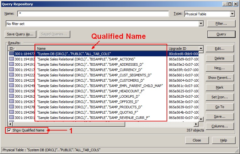 Obiee Repository Qualified Name