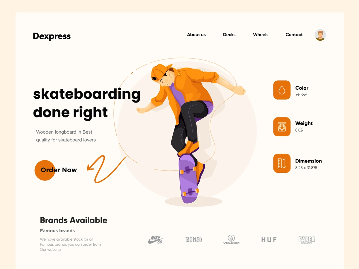 Skateboard Analoguous Landing Page