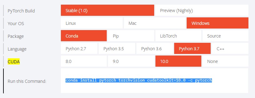 Pytorch Installation Options