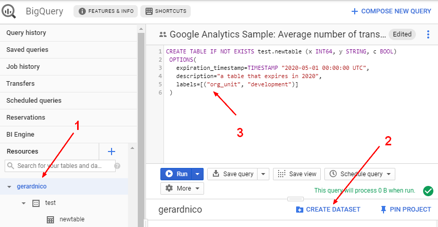 Bigqueyr First Table