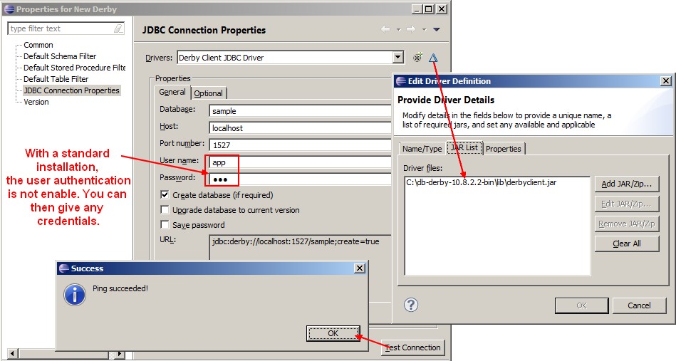 Javadb Derby Eclipse Jdbc Connection Properties
