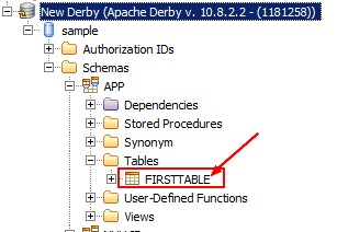 Javadb Derby First Table