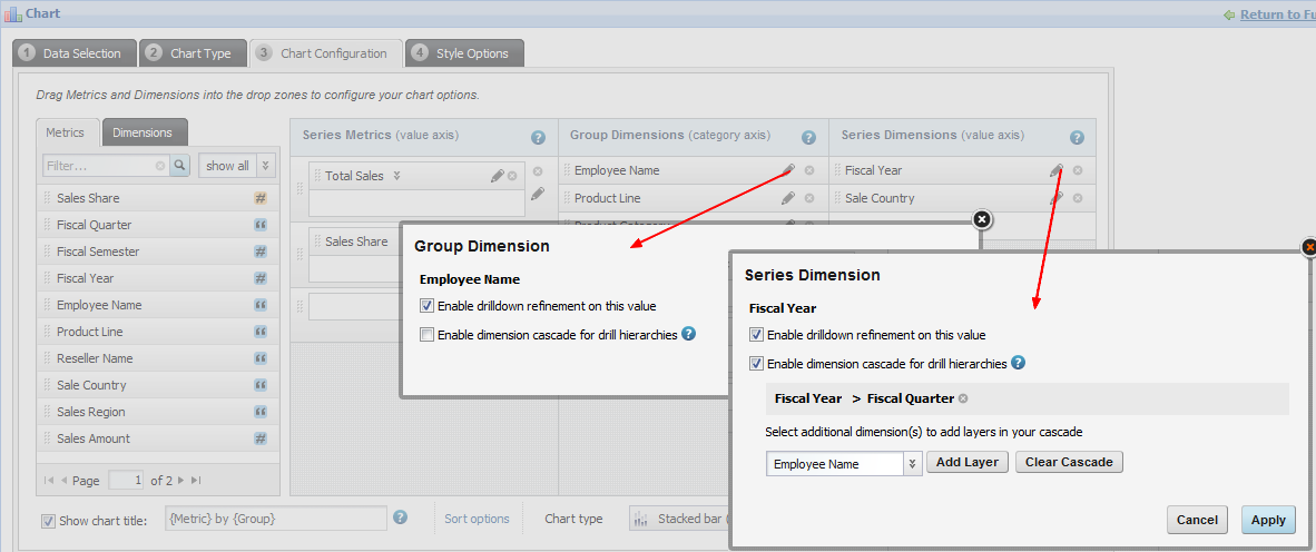 Endeca Studio Chart Drill Down Refinement