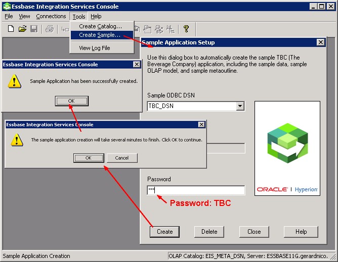 Essbase Eis Create Sample Wizard