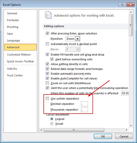Excel System Separator