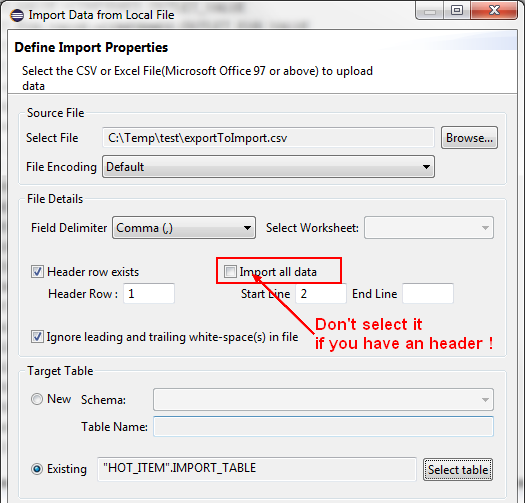 Hana Studio Import Csv Properties