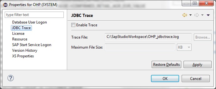 Studio Jdbc Trace