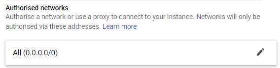 Gcp Sql Connection Public Network