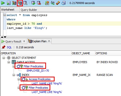 Oracle Database Predicate