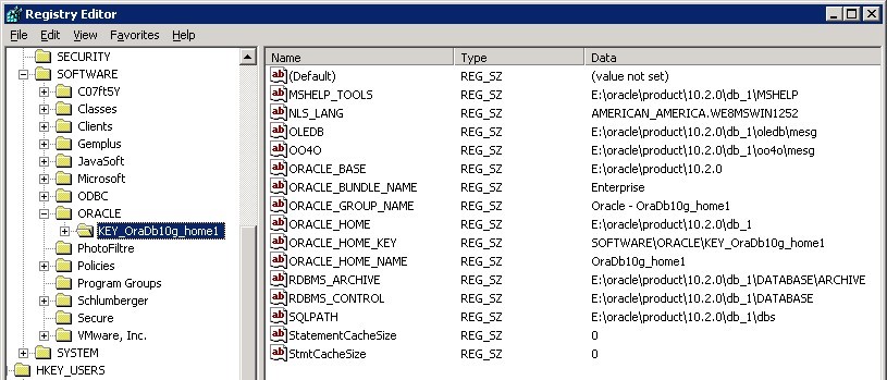 Oracle Registry Windows