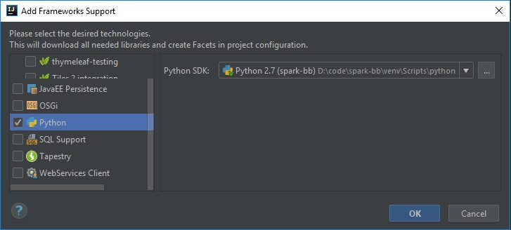 Idea Add Python Framework