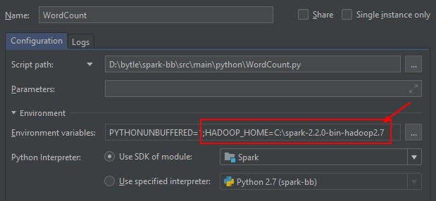 Idea Local Pyspark Run