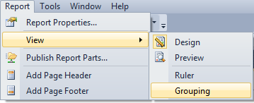 Ssrs Grouping Pane From Menu