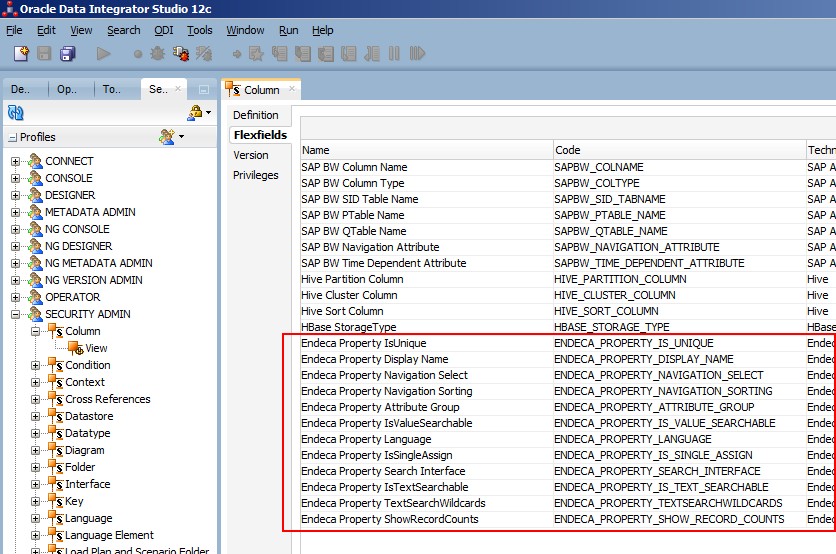 Endeca Flexfield Security
