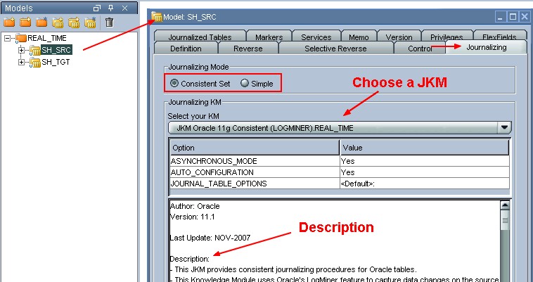 Odi Model Journalizing Tab
