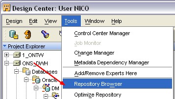 Owb Repository Browser Menu