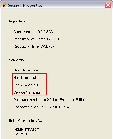Owb Session Properties