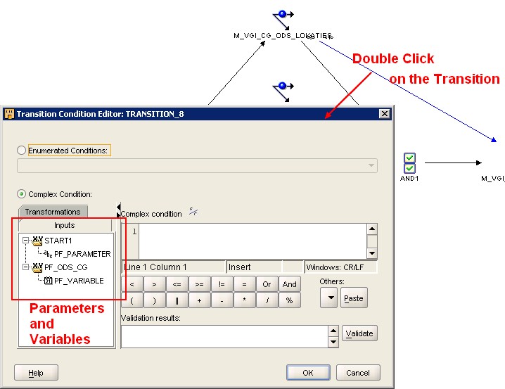 Process Flow Transition Parameters Variables