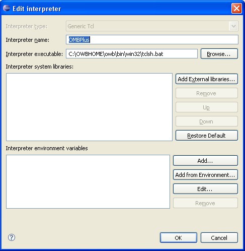 Tcl Eclipse Interpreter