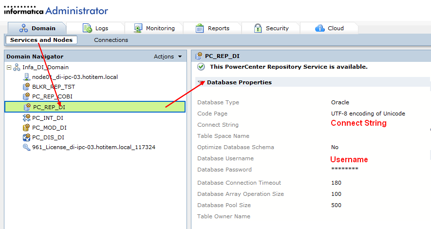 Powercenter Repository Database Property