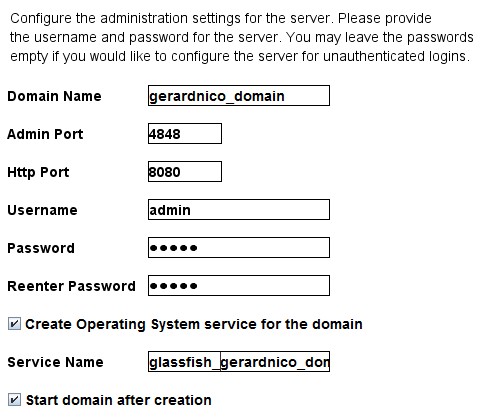 Glassfish Domaine Info