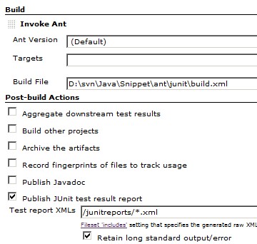 Hudson Job Ant Junit