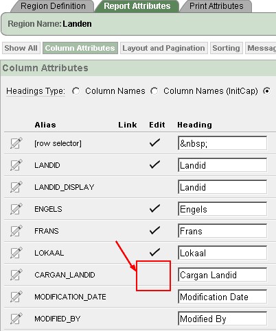 Apex Report Attributes Edit