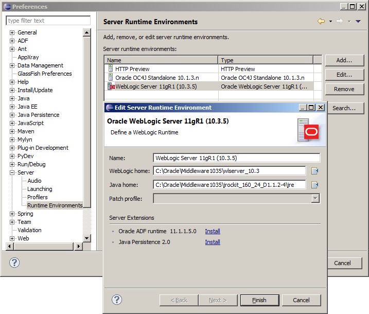 Eclipse Server Runtime Environment
