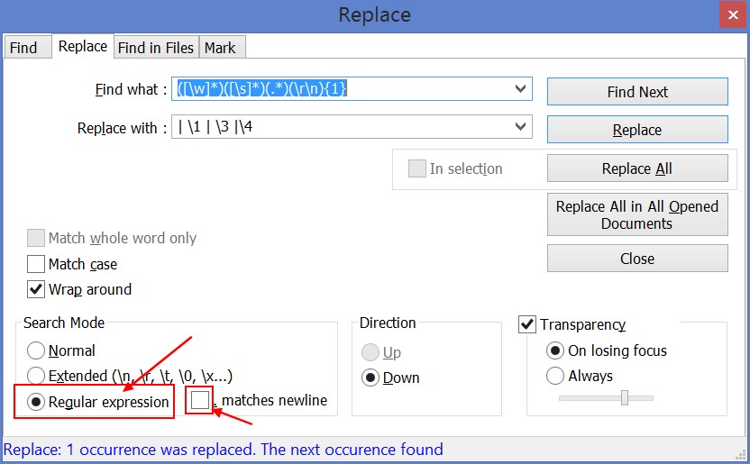 Notepad Replace Regular Expression