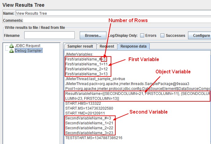 Jmeter Debug Sampler Jdbc Variable