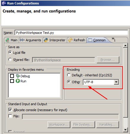 Pydev Default Encoding