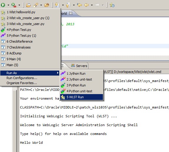 Eclipse Wlst Hello World