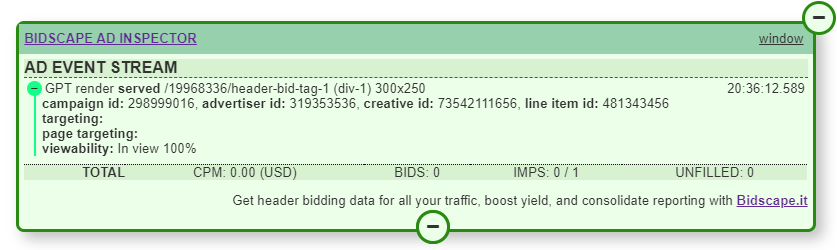Bidscape Ad Inspector