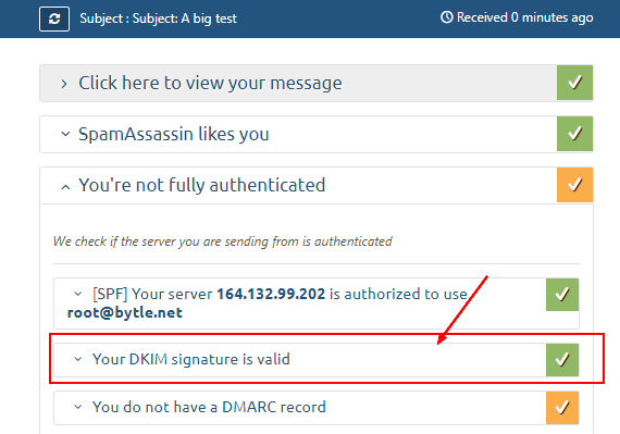 Opendkim Test Mailer